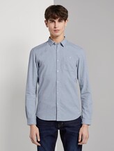 Shirt with chest pocket - Men - light blue mini grindle Shirt with chest pocket - Men - light blue mini grindle - 1 - TOM TAILOR Denim