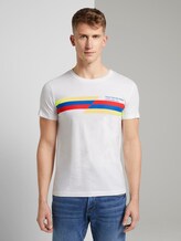 T-Shirt mit Streifen-Print - Männer - White T-Shirt mit Streifen-Print - Männer - White - 1 - TOM TAILOR Denim