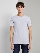 Printed T-shirt with chest pocket - Men - Light Stone Grey Melange Printed T-shirt with chest pocket - Men - Light Stone Grey Melange - 1 - TOM TAILOR Denim