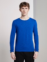 Langarmshirt mit Print am Ärmel - Männer - bright king blue melange Langarmshirt mit Print am Ärmel - Männer - bright king blue melange - 1 - TOM TAILOR Denim