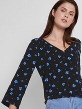 Bluse mit V-Ausschnitt und Rückendetail - Frauen - black blue flower print Bluse mit V-Ausschnitt und Rückendetail - Frauen - black blue flower print - 5 - TOM TAILOR Denim
