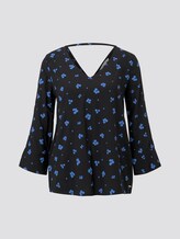 Bluse mit V-Ausschnitt und Rückendetail - Frauen - black blue flower print Bluse mit V-Ausschnitt und Rückendetail - Frauen - black blue flower print - 7 - TOM TAILOR Denim