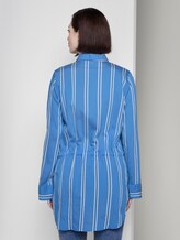 Gestreifte Longbluse mit verstellbarer Taille - Frauen - blue white stripe Gestreifte Longbluse mit verstellbarer Taille - Frauen - blue white stripe - 2 - TOM TAILOR Denim
