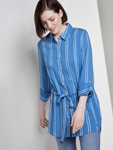 Gestreifte Longbluse mit verstellbarer Taille - Frauen - blue white stripe Gestreifte Longbluse mit verstellbarer Taille - Frauen - blue white stripe - 5 - TOM TAILOR Denim