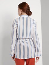 Gestreifte Longbluse mit verstellbarer Taille - Frauen - white blue stripe Gestreifte Longbluse mit verstellbarer Taille - Frauen - white blue stripe - 2 - TOM TAILOR Denim