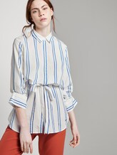 Gestreifte Longbluse mit verstellbarer Taille - Frauen - white blue stripe Gestreifte Longbluse mit verstellbarer Taille - Frauen - white blue stripe - 5 - TOM TAILOR Denim