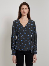 Wickelbluse mit Print - Frauen - black blue flower print Wickelbluse mit Print - Frauen - black blue flower print - 1 - TOM TAILOR Denim