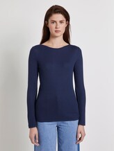 Geripptes Langarmshirt mit U-Boot-Ausschnitt - Frauen - Real Navy Blue Geripptes Langarmshirt mit U-Boot-Ausschnitt - Frauen - Real Navy Blue - 1 - TOM TAILOR Denim