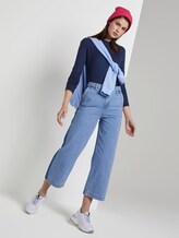 Geripptes Langarmshirt mit U-Boot-Ausschnitt - Frauen - Real Navy Blue Geripptes Langarmshirt mit U-Boot-Ausschnitt - Frauen - Real Navy Blue - 3 - TOM TAILOR Denim