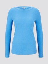 Geripptes Langarmshirt mit U-Boot-Ausschnitt - Frauen - water sport blue Geripptes Langarmshirt mit U-Boot-Ausschnitt - Frauen - water sport blue - 7 - TOM TAILOR Denim