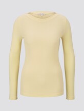Geripptes Langarmshirt mit U-Boot-Ausschnitt - Frauen - pale yellow Geripptes Langarmshirt mit U-Boot-Ausschnitt - Frauen - pale yellow - 7 - TOM TAILOR Denim