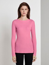 Geripptes Langarmshirt mit U-Boot-Ausschnitt - Frauen - bright pink Geripptes Langarmshirt mit U-Boot-Ausschnitt - Frauen - bright pink - 1 - TOM TAILOR Denim
