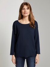 Geripptes Oversized Shirt - Frauen - Real Navy Blue Geripptes Oversized Shirt - Frauen - Real Navy Blue - 1 - TOM TAILOR Denim