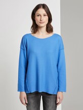 Geripptes Oversized Shirt - Frauen - water sport blue Geripptes Oversized Shirt - Frauen - water sport blue - 1 - TOM TAILOR Denim