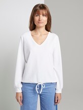 Sportliches Langarmshirt mit Struktur - Frauen - Off White Sportliches Langarmshirt mit Struktur - Frauen - Off White - 1 - TOM TAILOR Denim