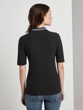 Geripptes Polo-Shirt - Frauen - Deep Black Geripptes Polo-Shirt - Frauen - Deep Black - 2 - TOM TAILOR Denim