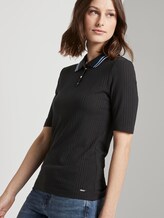Geripptes Polo-Shirt - Frauen - Deep Black Geripptes Polo-Shirt - Frauen - Deep Black - 5 - TOM TAILOR Denim