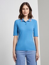 Geripptes Polo-Shirt - Frauen - water sport blue Geripptes Polo-Shirt - Frauen - water sport blue - 1 - TOM TAILOR Denim