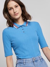 Geripptes Polo-Shirt - Frauen - water sport blue Geripptes Polo-Shirt - Frauen - water sport blue - 5 - TOM TAILOR Denim