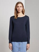 Strickpullover mit U-Boot-Ausschnitt - Frauen - Real Navy Blue Strickpullover mit U-Boot-Ausschnitt - Frauen - Real Navy Blue - 1 - TOM TAILOR Denim