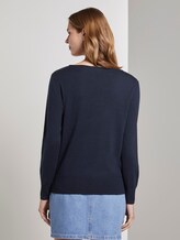 Strickpullover mit U-Boot-Ausschnitt - Frauen - Real Navy Blue Strickpullover mit U-Boot-Ausschnitt - Frauen - Real Navy Blue - 2 - TOM TAILOR Denim