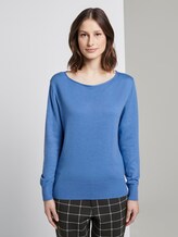 Strickpullover mit U-Boot-Ausschnitt - Frauen - water sport blue Strickpullover mit U-Boot-Ausschnitt - Frauen - water sport blue - 1 - TOM TAILOR Denim