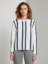 Striped knitted pullover - Women - white blue black stripe Striped knitted pullover - Women - white blue black stripe - 1 - TOM TAILOR Denim