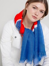 Long striped chambray scarf - Women - blue red stripe mix Long striped chambray scarf - Women - blue red stripe mix - 5 - TOM TAILOR Denim