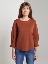 sweatshirt with sleeve details - Women - fox orange sweatshirt with sleeve details - Women - fox orange - 1 - TOM TAILOR Denim