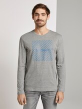Langarmshirt mit Print - Männer - Middle Grey Melange Langarmshirt mit Print - Männer - Middle Grey Melange - 1 - TOM TAILOR