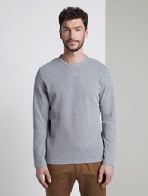 Strukturiertes Langarmshirt - Männer - blue doubleface Strukturiertes Langarmshirt - Männer - blue doubleface - 1 - TOM TAILOR