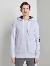 Hoodie with print on the sleeve - Men - White Hoodie with print on the sleeve - Men - White - 1 - TOM TAILOR Denim