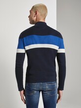 Gestreifter Half-Zip Strickpullover - Männer - Sky Captain Blue Gestreifter Half-Zip Strickpullover - Männer - Sky Captain Blue - 2 - TOM TAILOR Denim