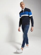 Gestreifter Half-Zip Strickpullover - Männer - Sky Captain Blue Gestreifter Half-Zip Strickpullover - Männer - Sky Captain Blue - 3 - TOM TAILOR Denim