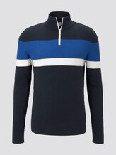 Gestreifter Half-Zip Strickpullover - Männer - Sky Captain Blue Gestreifter Half-Zip Strickpullover - Männer - Sky Captain Blue - 7 - TOM TAILOR Denim