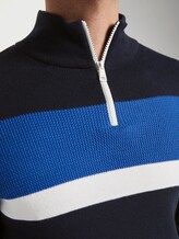 Gestreifter Half-Zip Strickpullover - Männer - Sky Captain Blue Gestreifter Half-Zip Strickpullover - Männer - Sky Captain Blue - 9 - TOM TAILOR Denim