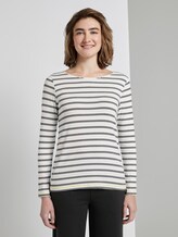 gestreiftes langarmshirt mit stickerei - Frauen - white navy double stripe gestreiftes langarmshirt mit stickerei - Frauen - white navy double stripe - 1 - TOM TAILOR