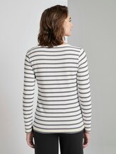 gestreiftes langarmshirt mit stickerei - Frauen - white navy double stripe gestreiftes langarmshirt mit stickerei - Frauen - white navy double stripe - 2 - TOM TAILOR