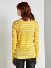 gestreiftes langarmshirt mit stickerei - Frauen - yellow white double stripe gestreiftes langarmshirt mit stickerei - Frauen - yellow white double stripe - 2 - TOM TAILOR