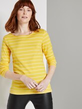 gestreiftes langarmshirt mit stickerei - Frauen - yellow white double stripe gestreiftes langarmshirt mit stickerei - Frauen - yellow white double stripe - 5 - TOM TAILOR