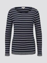 gestreiftes langarmshirt mit stickerei - Frauen - navy white double stripe gestreiftes langarmshirt mit stickerei - Frauen - navy white double stripe - 7 - TOM TAILOR