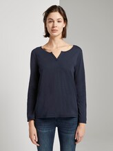 7/8 Arm Shirt mit Henley-Ausschnitt - Frauen - Sky Captain Blue 7/8 Arm Shirt mit Henley-Ausschnitt - Frauen - Sky Captain Blue - 1 - TOM TAILOR