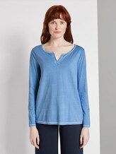 7/8 Arm Shirt mit Henley-Ausschnitt - Frauen - sea blue 7/8 Arm Shirt mit Henley-Ausschnitt - Frauen - sea blue - 1 - TOM TAILOR