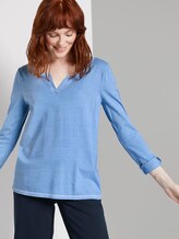 7/8 Arm Shirt mit Henley-Ausschnitt - Frauen - sea blue 7/8 Arm Shirt mit Henley-Ausschnitt - Frauen - sea blue - 5 - TOM TAILOR