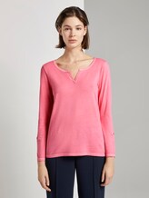 7/8 Arm Shirt mit Henley-Ausschnitt - Frauen - charming pink 7/8 Arm Shirt mit Henley-Ausschnitt - Frauen - charming pink - 1 - TOM TAILOR