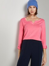 7/8 Arm Shirt mit Henley-Ausschnitt - Frauen - charming pink 7/8 Arm Shirt mit Henley-Ausschnitt - Frauen - charming pink - 5 - TOM TAILOR