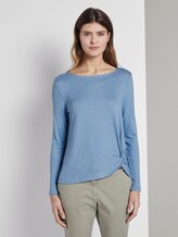 Meliertes Langarmshirt mit Knoten-Detail - Frauen - sea blue melange Meliertes Langarmshirt mit Knoten-Detail - Frauen - sea blue melange - 1 - TOM TAILOR