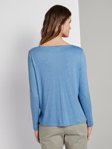 Meliertes Langarmshirt mit Knoten-Detail - Frauen - sea blue melange Meliertes Langarmshirt mit Knoten-Detail - Frauen - sea blue melange - 2 - TOM TAILOR