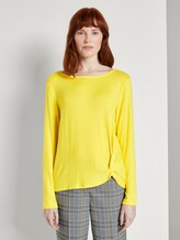 Meliertes Langarmshirt mit Knoten-Detail - Frauen - jasmine yellow melange Meliertes Langarmshirt mit Knoten-Detail - Frauen - jasmine yellow melange - 1 - TOM TAILOR