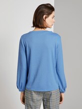 Long-sleeved shirt in a crinkle look with knot details - Women - sea blue Long-sleeved shirt in a crinkle look with knot details - Women - sea blue - 2 - TOM TAILOR